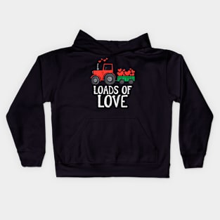 Loads Of Love Tractor Cute Valentines Day Truck Toddler Boys Kids Hoodie